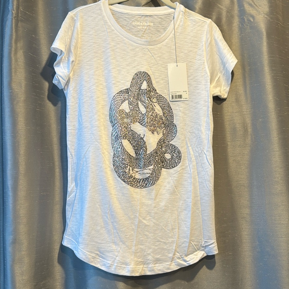 Zadig & Voltaire Skinny Strass Skull T-Shirt NWT size Medium